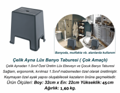Geseus Banyo Taburesi  Büyük Boy Çok amaçlı Tabure ANTRASİT -481