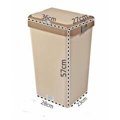 Motek Pratik Kapaklı 40 Litre Kirli Çamaşır Sepeti MT-08 Krem