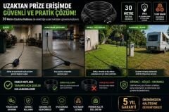 Elektrikli Araçlar ve Yüksek Güç Çeken Cihazlar İçin 3X2,5mm TTR Bakır Premium 30Mt Uzatma Kablosu IP44 Onaylı-