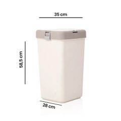 Motek Kirli Çamaşır Sepeti Pratik Kapaklı 40 Litre MT08 BEYAZ+GRİ