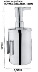 Geseus Ç.ayna Metal Krom Asmalı Sıvı Sabun Dispenseri 300ml-803
