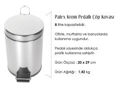 Palex Krom Pedallı Çöp Kovası 8 Litre