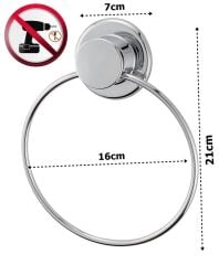 Çelik Ayna Yuvarlak Daire Krom Havluluk Vidasız Kendinden Yapışkanlı-824