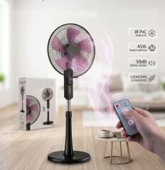 Geseus Uzaktan Kumandalı Sessiz Vantilatör - 45W %100 Bakır Motorlu 5 Kanatlı