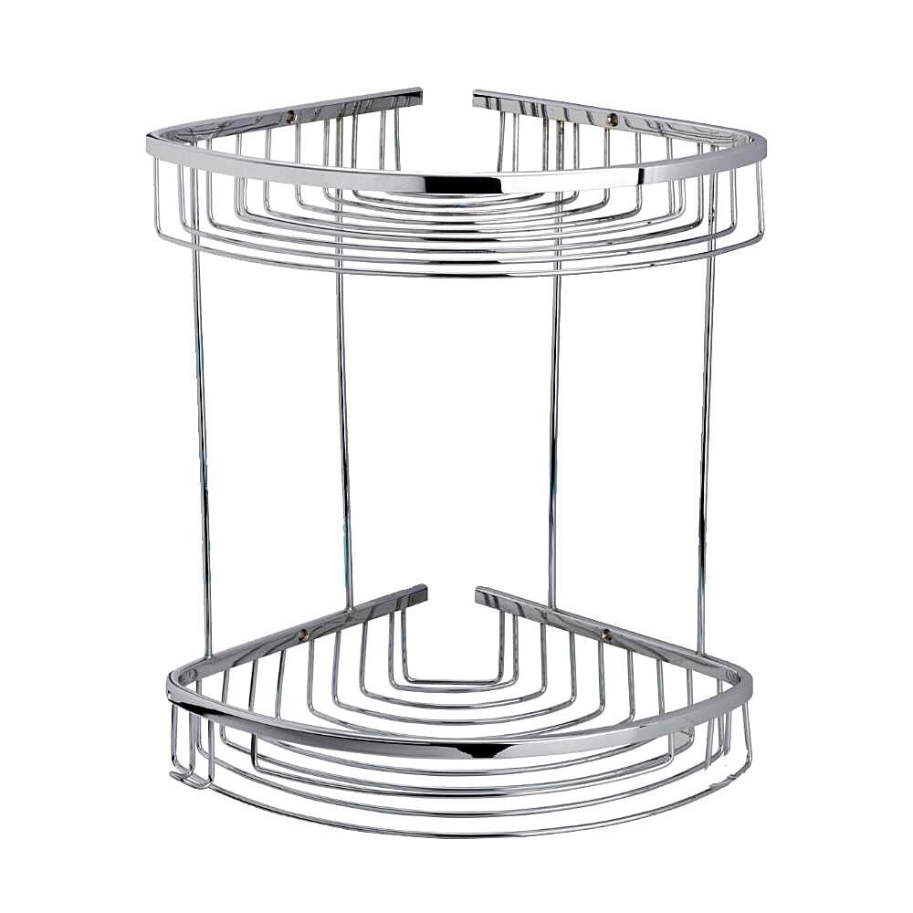 Geseus Pirinç Banyo Köşelik Şampuanlık Duş Rafı Ömür Boyu Paslanmaz İki Katlı-NKS