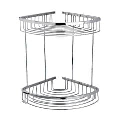 Geseus Pirinç Banyo Köşelik Şampuanlık Duş Rafı Ömür Boyu Paslanmaz İki Katlı-NKS