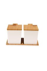 Moonstar Ahşap Bambu Görünümlü Kapaklı Plastik Baharat Seti-FVSET-14B