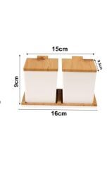 Moonstar Ahşap Bambu Görünümlü Kapaklı Plastik Baharat Seti-FVSET-14B