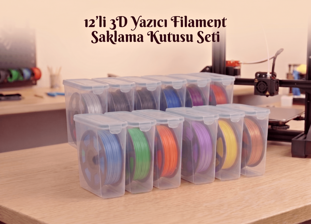 3D Yazıcı Filament Saklama Kabı Seti Hava Sızdırmaz Contalı 4.5 LT 12'li Set MAB-179