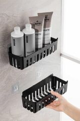 Primanova Deby 2'li Yapışkanlı Banyo Rafı - Siyah