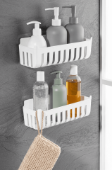 Primanova Deby 2'li Yapışkanlı Banyo Rafı - Beyaz