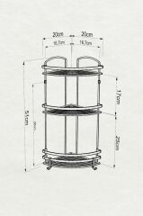 Geseus Paslanmaz Çelik Üç Katlı Kancalı Banyo Köşe Rafı SİYAH BK083-SİYAH