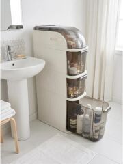 Geseus XL Pro Slim Tekerlekli Çok Amaçlı Banyo Ve Mutfak Dolabı Şeffaf Çekmeceli Dar Alan Düzenleyici Organizer