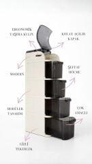 Geseus XL Pro Slim Tekerlekli Çok Amaçlı Banyo Ve Mutfak Dolabı Şeffaf Çekmeceli Dar Alan Düzenleyici Organizer