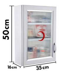 Ecza Dolabı Kapaklı PVC İlk Yardım Dolabı 50x35x16 CM 159