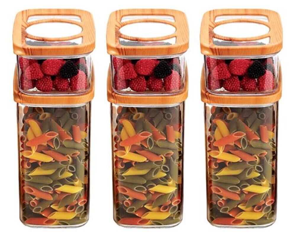 Moonstar 6 Parça Bambu Kapak Saklama Erzak Kabı Seti-MAX 522B+520B