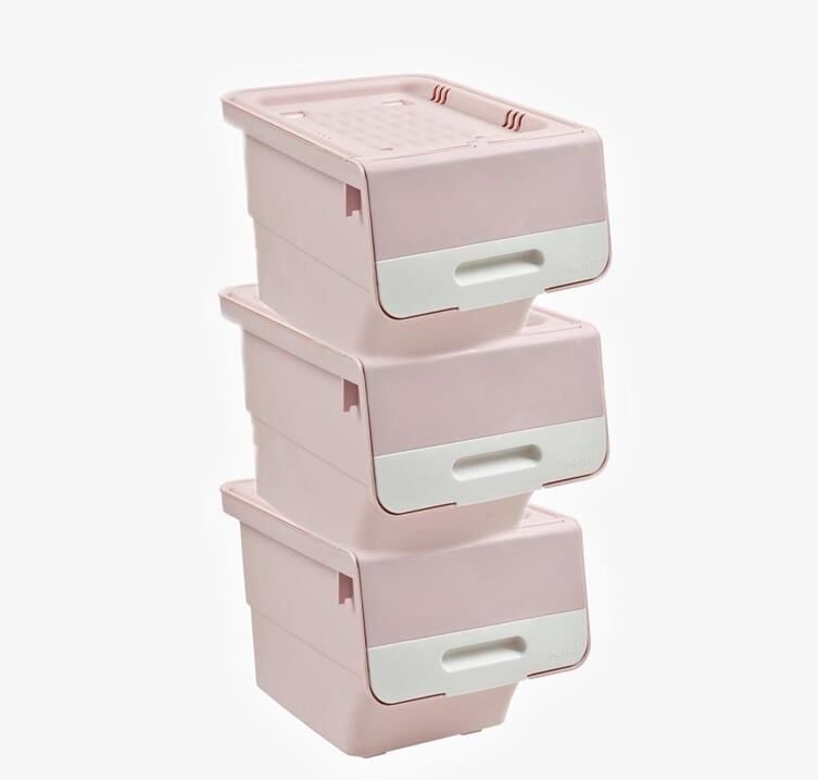 Motek  Patateslik Soğanlık Tekerlekli Organızer Eşya Ve Erzak Kutusu 3x33 Lt-Mt05 Pembe+Beyaz