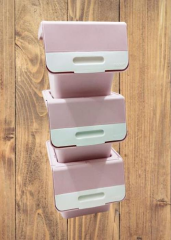Motek  Patateslik Soğanlık Tekerlekli Organızer Eşya Ve Erzak Kutusu 3x33 Lt-Mt05 Pembe+Beyaz