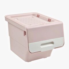 Motek  Patateslik Soğanlık Tekerlekli Organızer Eşya Ve Erzak Kutusu 3x33 Lt-Mt05 Pembe+Beyaz