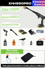 Geseus Çift Akülü Şarjlı Yüksek Basınçlı Oto Yıkama Tabancası - Araba, Halı, Klima Temizleme & Bahçe Sulama Makinesi - XHH550PRO