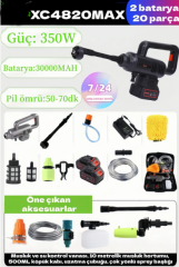 Geseus Çift Akülü Fırçasız Motorlu Yüksek Basınçlı Şarjlı Oto Araba Yıkama Ve Bahçe Temizleme Makinesi - XC4820MAX