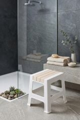 Çelik Ayna Zilkale Çok Amaçlı Dayanıklı Tabure Beyaz+Krem-250
