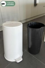 Primanova Cigo Paslanmaz Çelik Çöp Kovası Pedallı 20 Litre-BEYAZ