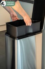 Primanova Dikdörtgen Çelik Çöp Kovası 40 Litre - Inox