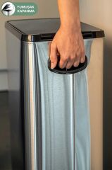 Primanova Dikdörtgen Çelik Çöp Kovası 40 Litre - Inox