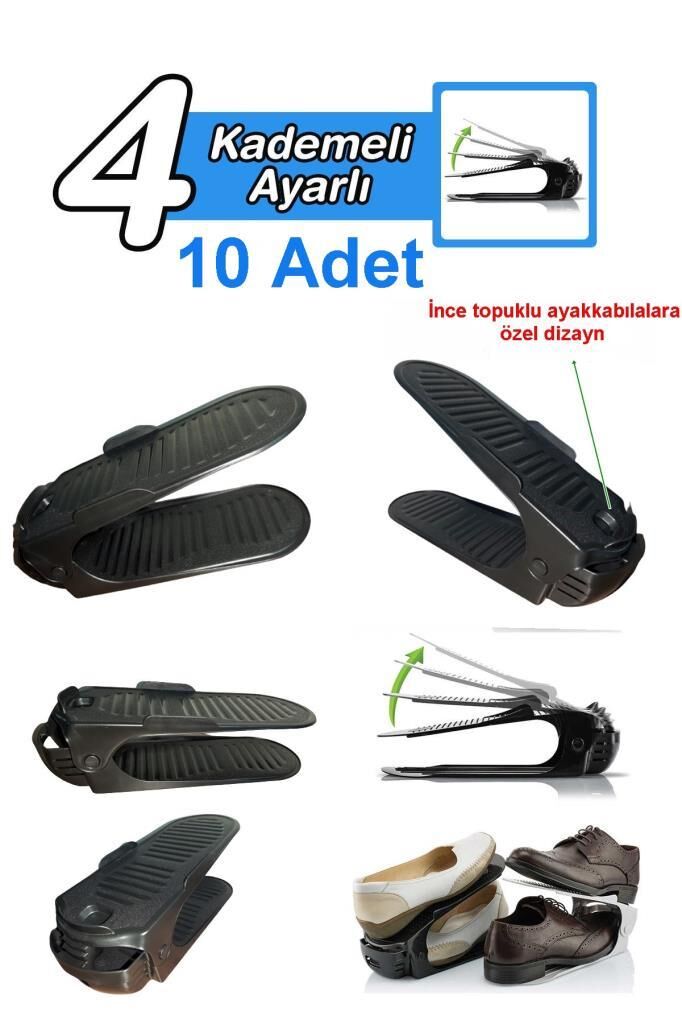Geseus Ayakkabı Rampası Ayakkabı Düzenleyici Organızer-10Ad-Yükseklik Ayarlı