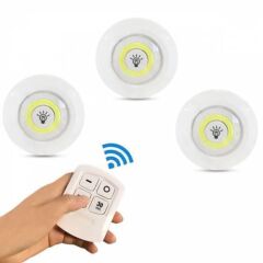 Uzaktan Kumandalı Pilli üçlü Spot Led Lamba Güçlü Beyaz Işık-2Adet