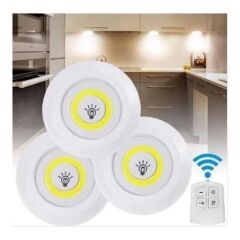 Uzaktan Kumandalı Pilli üçlü Spot Led Lamba Güçlü Beyaz Işık-2Adet