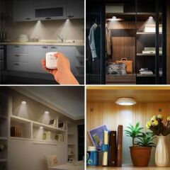 Uzaktan Kumandalı Pilli üçlü Spot Led Lamba Güçlü Beyaz Işık-2Adet