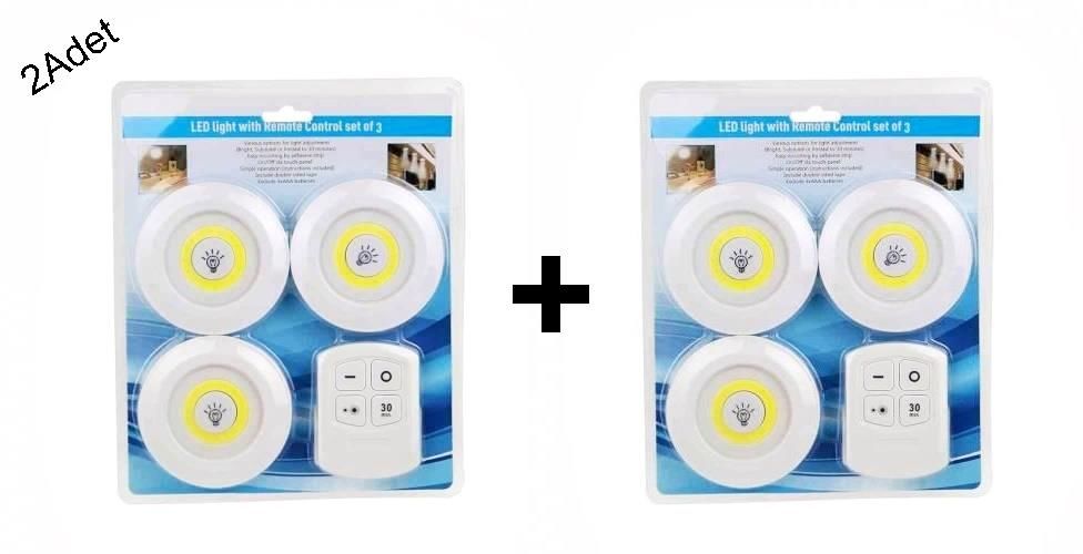 Uzaktan Kumandalı Pilli üçlü Spot Led Lamba Güçlü Beyaz Işık-2Adet