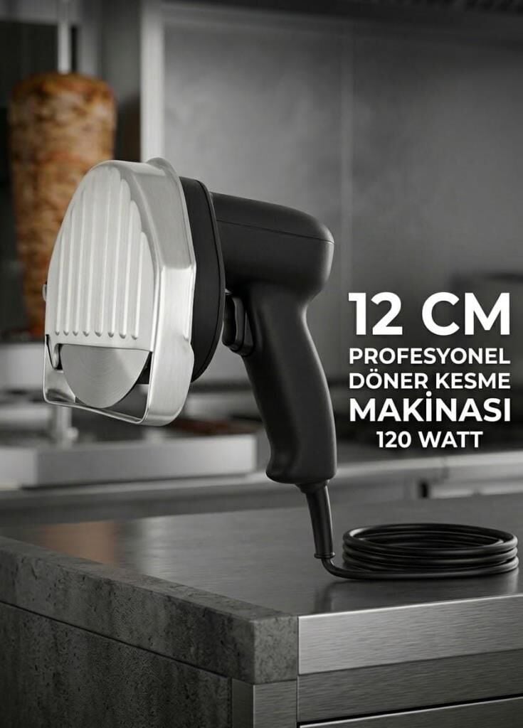 Döner Kesme Makinası Elektirikli 120 Wat 12 CM+Yedek Tavuk Döner Kesme Bıçağı+Ful yedek parça seti