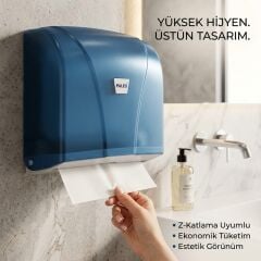 Palex Z Katlı Havlu Dispenseri 300 Adet Kağıt Kapasiteli -  Şeffaf Mavi