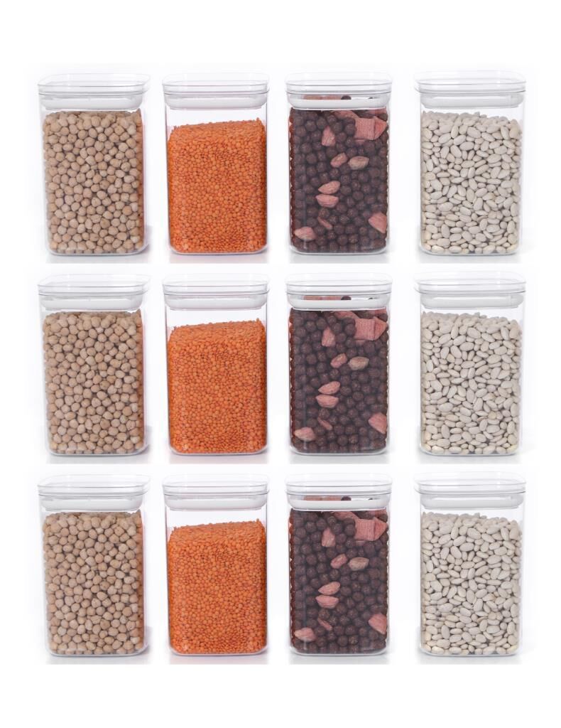 Vakumlu Hava Almaz Saklama Kabı Seti Erzak Kabı Kare 12 Adet 1400 ML