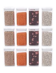 Vakumlu Hava Almaz Saklama Kabı Seti Erzak Kabı Kare 12 Adet 1400 ML