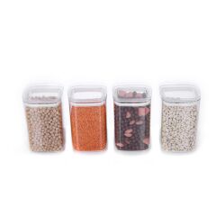 Vakumlu Hava Almaz Saklama Kabı Seti Erzak Kabı Kare 12 Adet 1400 ML