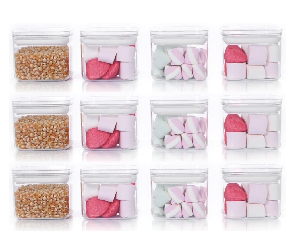 Vakumlu Hava Almaz Saklama Kabı Seti Erzak Kabı Kare 12 Adet 700 ML