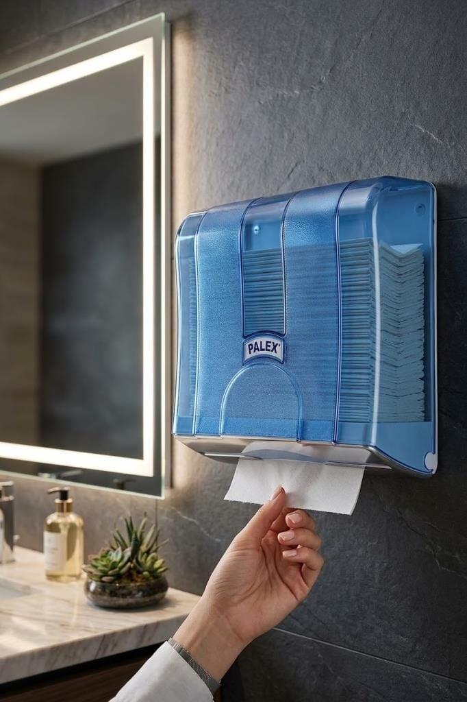 Palex Z Katlı Havlu Dispenseri 200 Adet Kağıt Kapasiteli -  Şeffaf Mavi