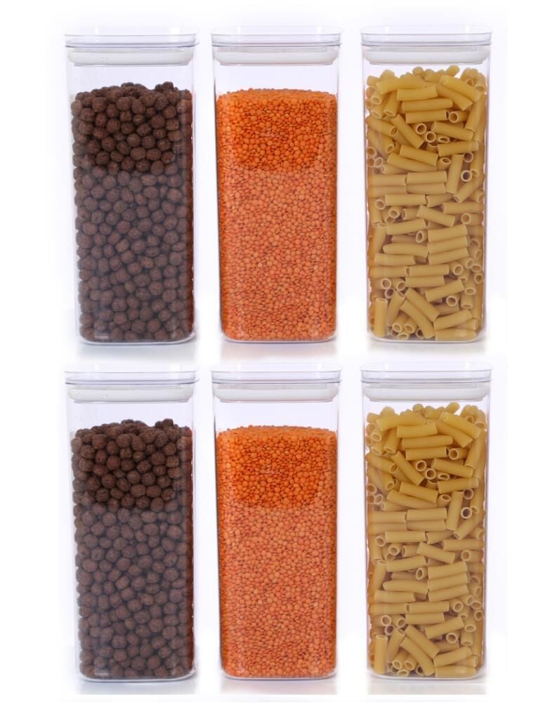 Vakumlu Hava Almaz Saklama Kabı Seti Erzak Kabı Kare 6 Adet 2100 ML