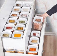 Vakumlu Hava Almaz Saklama Kabı Seti Erzak Kabı Kare 6 Adet 2100 ML