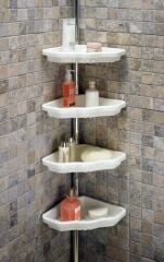 Primanova Naturel Dört Gözlü Banyo Köşe Rafı Yay Baskısı İle Montaj N17