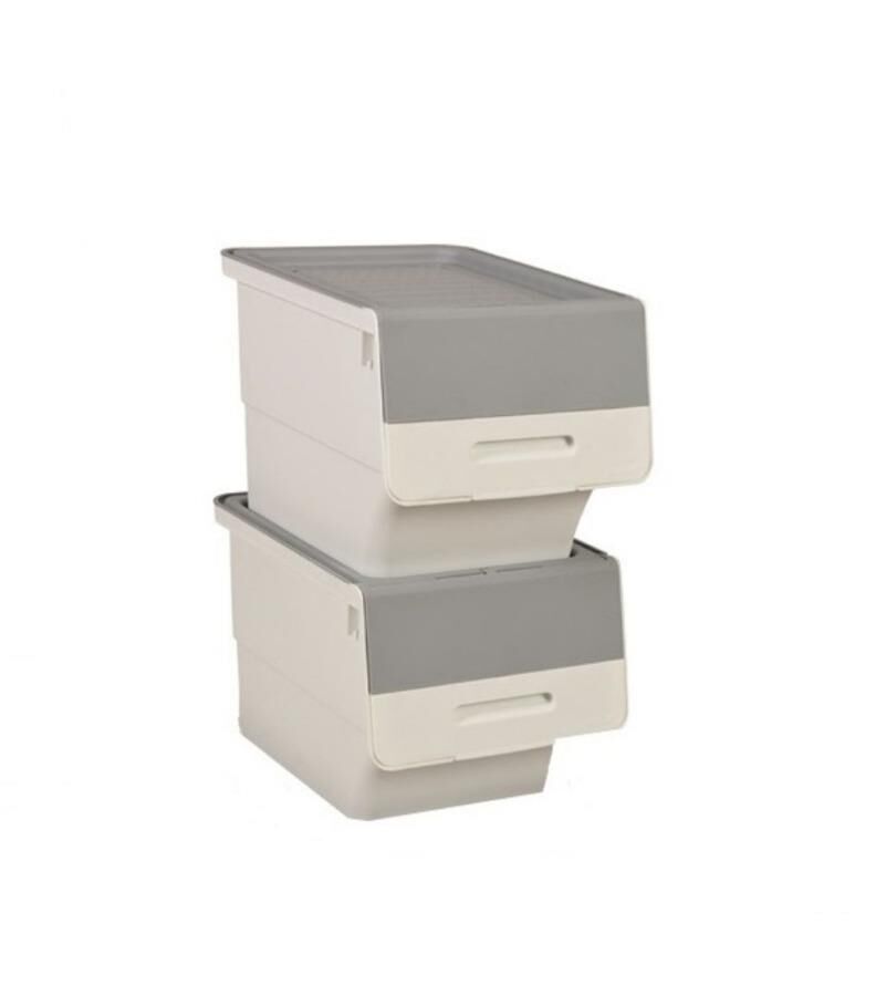 Motek Patateslik Soğanlık Tekerlekli Organizer Çok Amaçlı Saklama Kutusu 2X33 Lt Beyaz+Gri