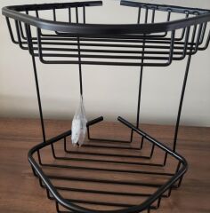 Alüminyum İki Gözlü Banyo Köşelik Şampuanlaık Ömür Boyu Paslanmaz Siyah-OSCR