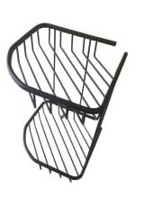 Alüminyum İki Gözlü Banyo Köşelik Şampuanlaık Ömür Boyu Paslanmaz Siyah-OSCR