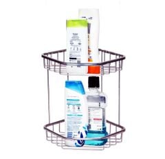 Alüminyum İki Gözlü Banyo Köşelik Şampuanlaık Ömür Boyu Paslanmaz Siyah-OSCR