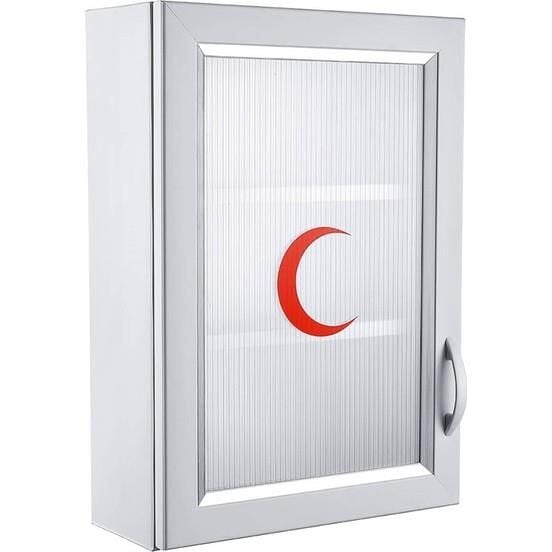 Ecza Dolabı Kapaklı PVC İlk Yardım Dolabı Çelik Ayna 159