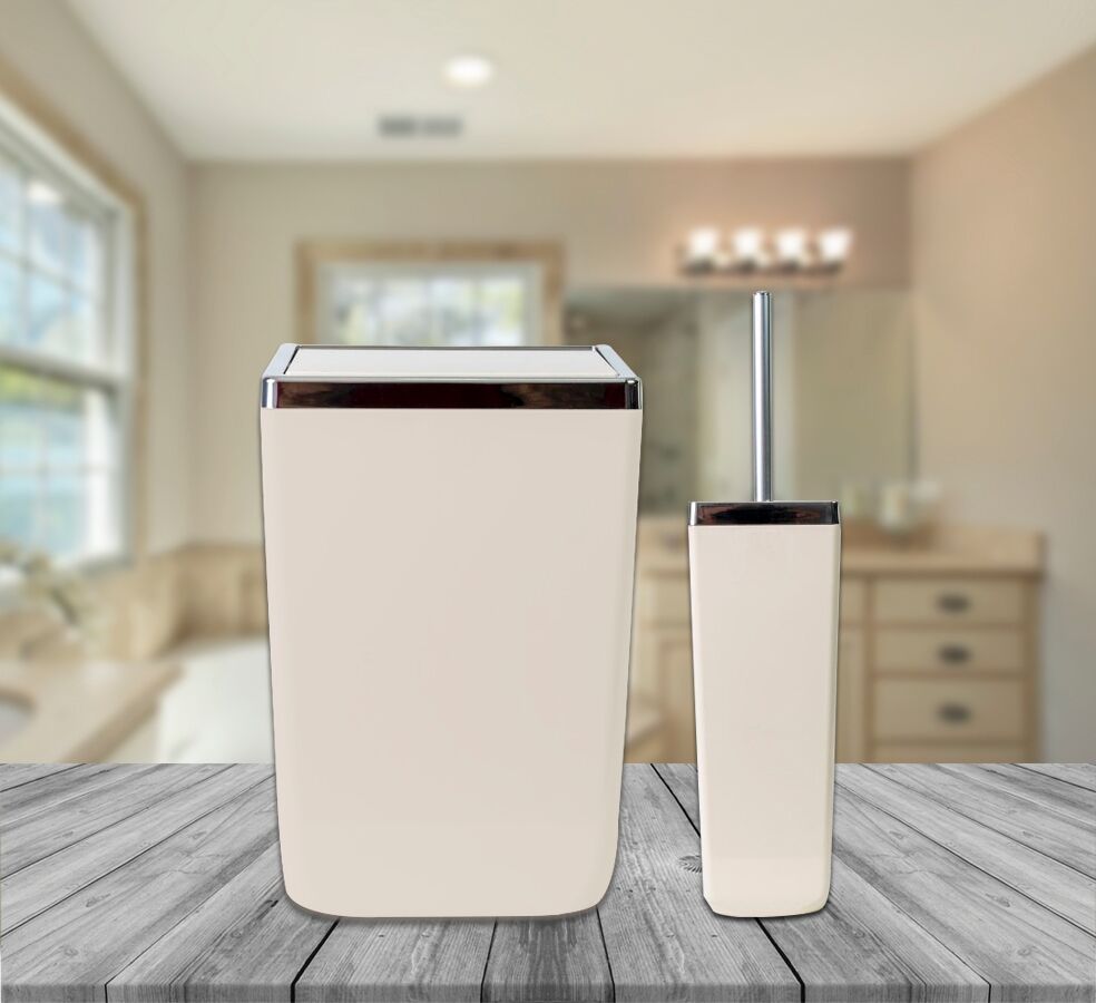 Primanova Toskana Çöp Kovası ve Tuvalet Fırçası Bej